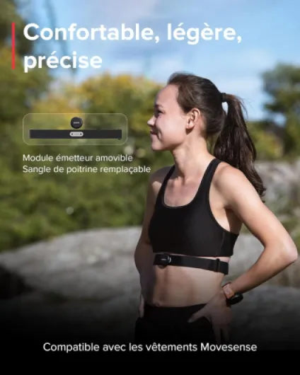 Smart Ceinture Fréquence Cardiaque, Capteur VFC pour Multisport, 30 m de Étanchéité, Bluetooth (BLE), Heart Rate Monitor, Batterie Longue Durée, Mémoire Interne, Sangle de Poitrine Remplaçable
