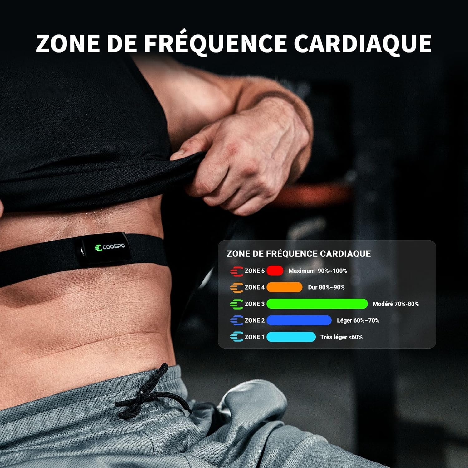 Cardiofrequencemetre H9Z Rechargeable, Bluetooth 5.0 Ant+ Fitness Tracker HRM Capteur Fréquence Cardiaque, Étanche IP67 Ceinture Cardio Compatible avec Wahoo, Zwift, Strava, Elite HRV