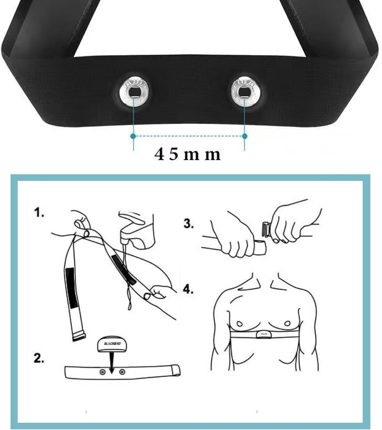 Ceinture Cardio Réglable (70 cm à 105 cm),pour Capteur Cardiaque - Compatible avec Garmin, Wahoo, Polar H10 H9 - Confortable et Résistante à l'eau pour Course à Pied, Cyclisme