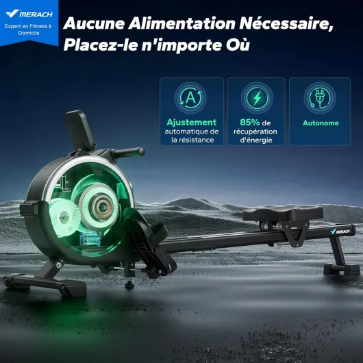 Rameur Musculation D'appartement, 16 Niveaux de Résistance, Rameur Magnétique Silencieux avec APP Exclusive, Rails Doubles Améliorés pour Plus de Stabilité, Assemblage Facile 04 Réglage électrique (Autonome)