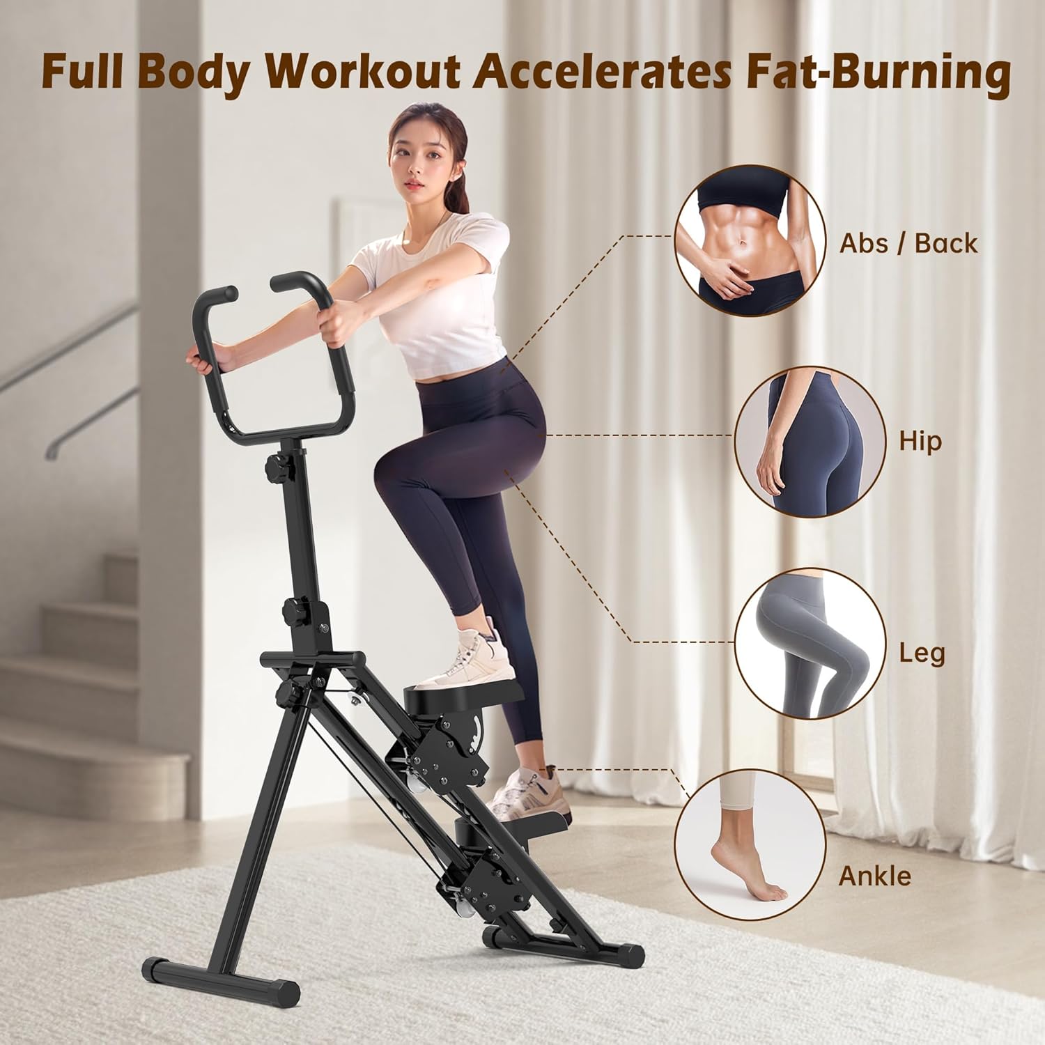 Stepper d'escalier pour salle de sport à domicile, machine à grimper verticale pour entraînement complet du corps, pas de cardio pliable avec poignée réglable et marches pour homme et