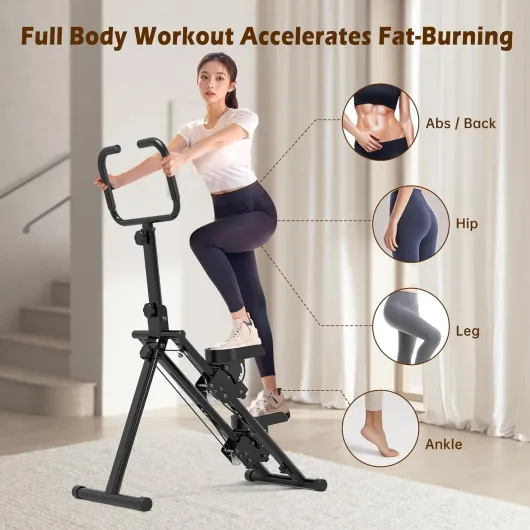 Stepper d'escalier pour salle de sport à domicile, machine à grimper verticale pour entraînement complet du corps, pas de cardio pliable avec poignée réglable et marches pour homme et