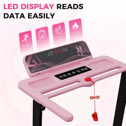 Tapis de Course,Tapis Roulant Pliable 12 km/h,avec Affichage LED,APP et 360° Tablet Holder,Walking Pad Compact pour la Maison et Le Bureau PINK