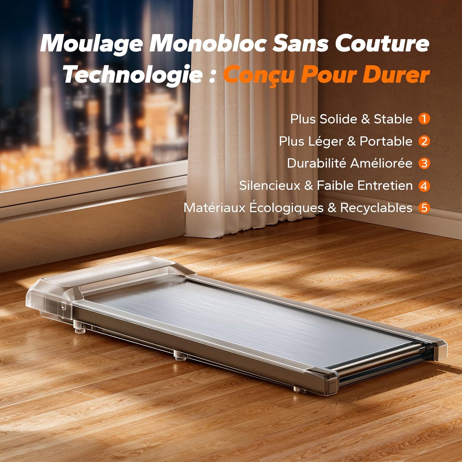 Tapis de Course, 3 in 1 Walking Pad, 2.75HP Tapis de Marche avec Télécommande et LED, Walking Pad Silencieux Exercice à Domicile et au Bureau, 1-6KM/H Treadmill Futuriste et Compact T21B1