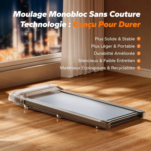 Tapis de Course, 3 in 1 Walking Pad, 2.75HP Tapis de Marche avec Télécommande et LED, Walking Pad Silencieux Exercice à Domicile et au Bureau, 1-6KM/H Treadmill Futuriste et Compact T21B1