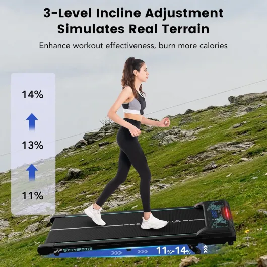 Tapis de Course Électrique Inclinable 11–14%, Tapis Roulant Silencieux 1–6 km/h, Écran LED, avec Télécommande, Tapis de Marche pour la Maison et Le Bureau Vert