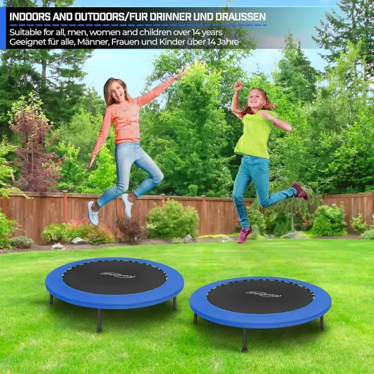 ® Mini Trampoline de Fitness - Diamètre au Choix (Ø 81/91/96/102/114/122 cm), Pieds Antidérapants, Usage Intérieur/Extérieur - Trampoline de Gymnastique, Entraînement, Jumping Ø 91 cm Bleu-nori