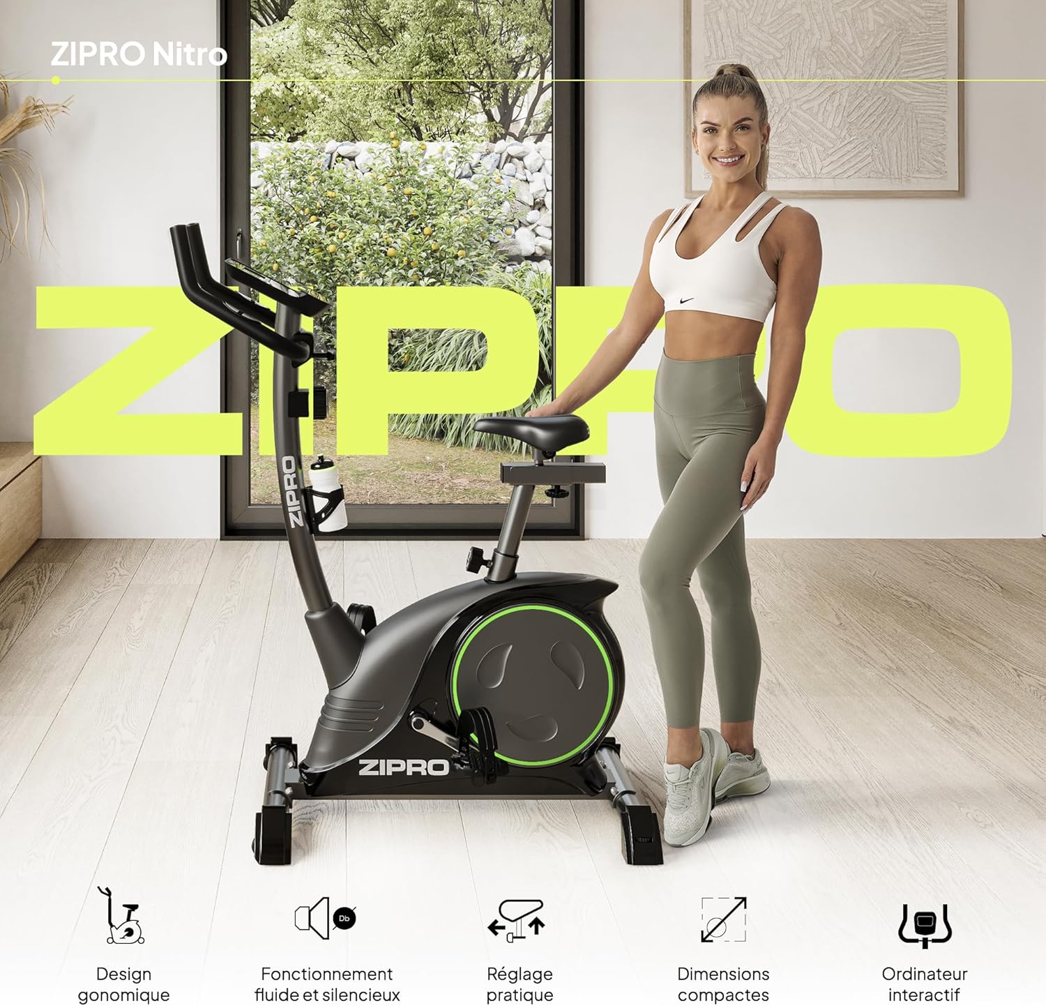 Heimtrainer Fahrrad Nitro, Ergometer Fitnessbikes, Magnetisches Fahrradtrainer, Ergometer Fahrrad bis 150kg, Indoor Bike, Trainingsfahrrad für zuhause, Fahrradergometer Batteriebetrieben