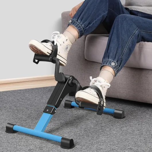 Pedalier Mini Velo D Appartement pour Bras Et Jambes Formateur Exerciseur avec Moniteur LCD Bleu