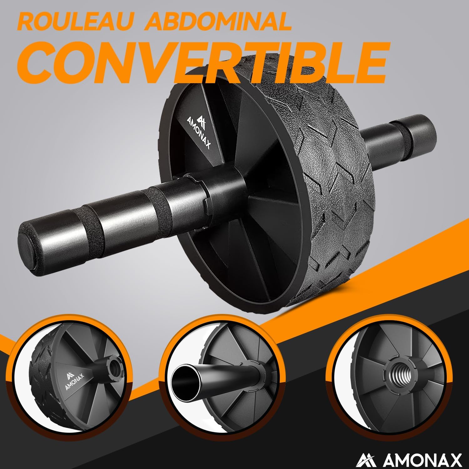Roue Abdominale Convertible, Ab Roller Wheel, Roulette Abdominaux Exercice pour Abdominaux, Roue de Fitness pour Musculation Sport Maison Materiel pour Homme Femme Noir Ensemble Combi 3 en 1