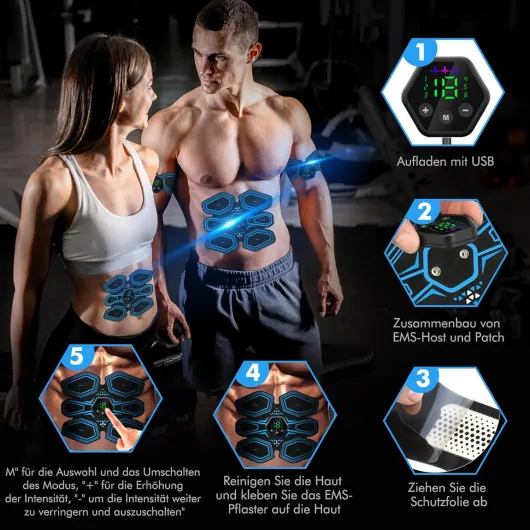 Electrostimulateur Musculaire, Ceinture Abdominale Electrostimulation,6 Modes et 19 Intensités, Ceinture Musculation Electrostimulation pour Abdos/Bras/Jambes/Fesses,Homme Femme