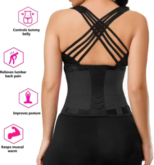 Ceinture de Sudation Femme et Homme Abdominale Gaine Amincissante Ventre Plat Waist Trainer Sport Noir (Bande Maille Respirante) L