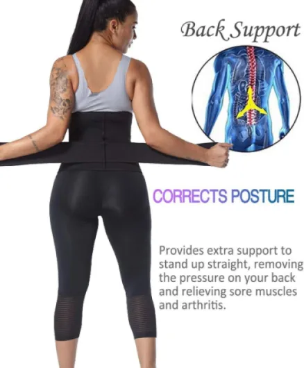 SEXYWG Ceinture de Sudation Femme Abdominale Néoprène Ajustable Corset Gaine Ventre Plat Sauna Sport Soutien du Dos Noir XL