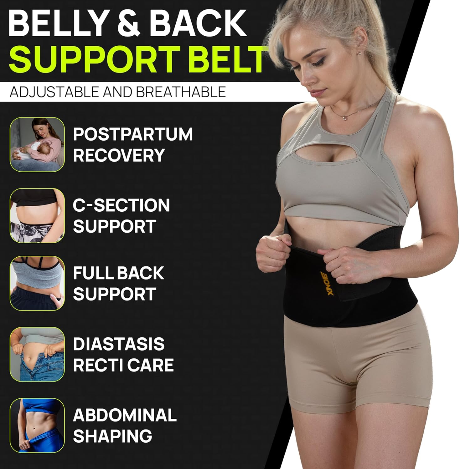 Ceinture amincissante – Accélère la perte de poids, brûle de graisse, tonification des abdominaux, soutien du dos, sauna amincissant pour homme et femme – Ceinture d'entraînement pour gym, fitness