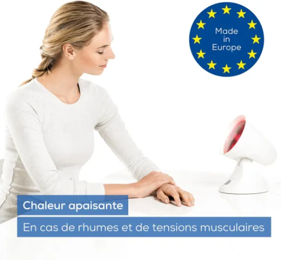 Lampe à Infrarouge IL 35 - Lumière et Chaleur pour votre Bien-Être- Lampe Chauffante Bienfaisante en Cas de Rhumes et de Tensions Musculaires - Minuteur Êlectronique à 3 Niveaux - 150 watts minuterie avec arrêt automatique