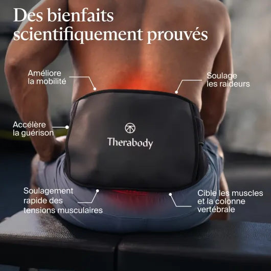 ThermBack LED de Therabody - Ceinture Dorsale 4-en-1 avec Chaleur, Infrarouge, Vibrations et LED pour un Soulagement Ciblé et Efficace des Douleurs Lombaires