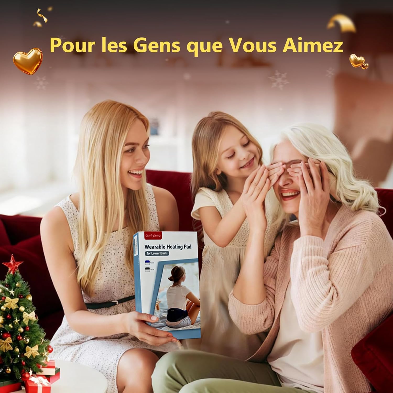 Ceinture Chauffante Lombaire sans Fil avec Massage Vibrant,3 Niveaux de Température & 3 Modes de Massage, Ceinture Dos Chauffante pour Détendre les Dos, Arrêt Automatique, 18x147cm Bleu