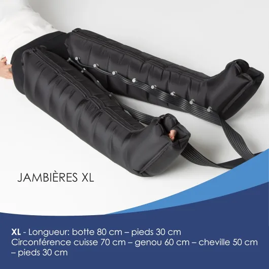 ® Premium 8.0 Compact Pressotherapie Professionnelle Drainage Lymphatique 8 Chambres à Air - Appareil de Massage Jambes 6 Programmes de Massage, 2 Bottes XL et Ceinture Abdominale 2 Leggings et Bande Abdominale