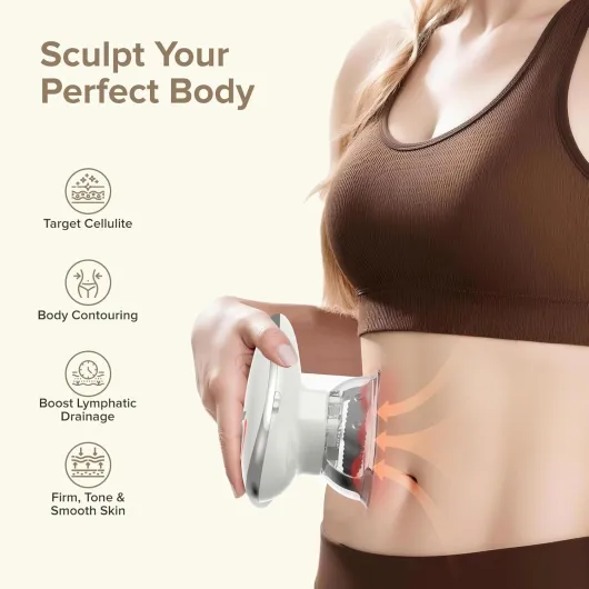 Masseur Anti Cellulite, Ventouse Cellulite Électrique avec Rouleau de Massage et EMS, Palper-Rouler et Drainage Lymphatique pour Ventre, Bras, Jambes, Cuisses, Fesses et Poignées d’Amour