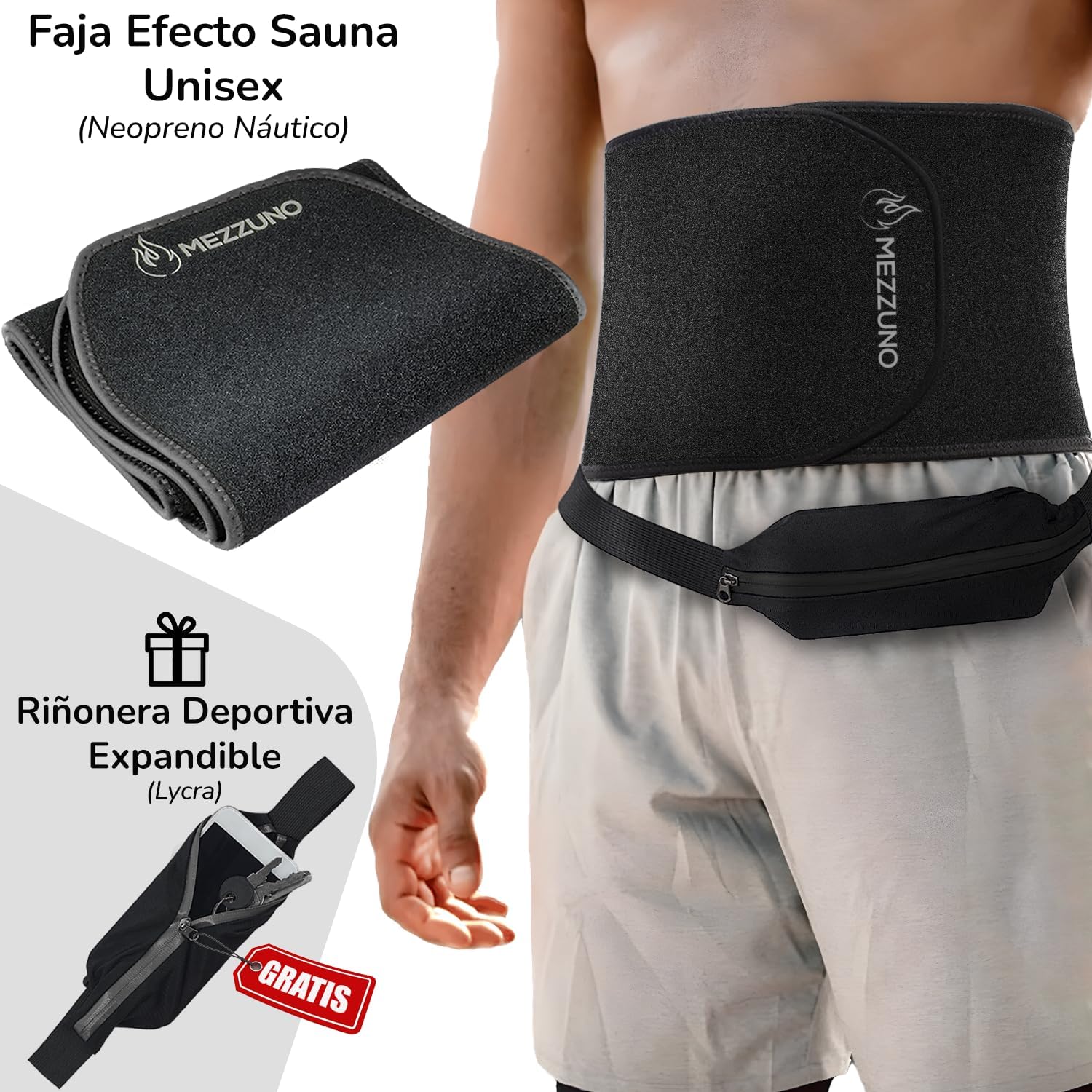 Ceinture de Sudation Homme et Femme Amincissante · Ceinture Ventre Plat Homme · Effet Sauna · Ceinture Abdominale en Néoprène Ajustable sans Latex · L-XL (123 cm) Noir