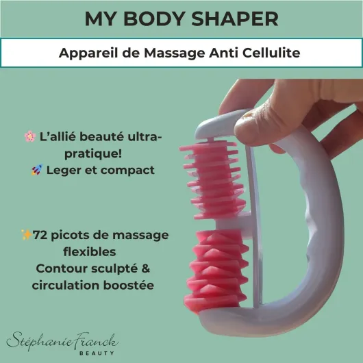 Appareil Anti-Cellulite My Body Shaper - Roller Manuel pour Jambes, Cuisses, Ventre, Hanches et Bras – Raffermit et Lisse la Peau (Rose)