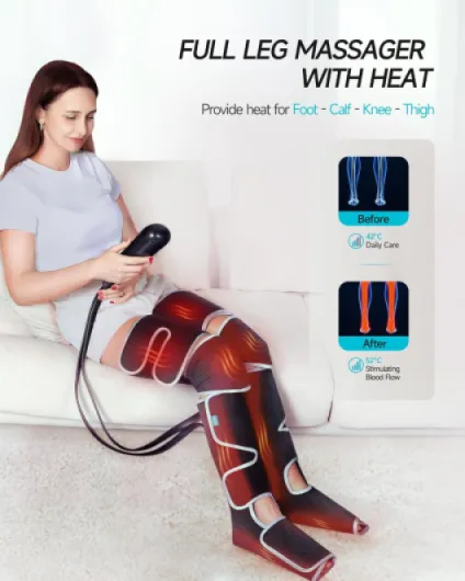 Massage Jambes Pressothérapie, Appareil de Massage avec Chauffage pour Jambes et Pieds Circulation, Cadeau Homme Femme