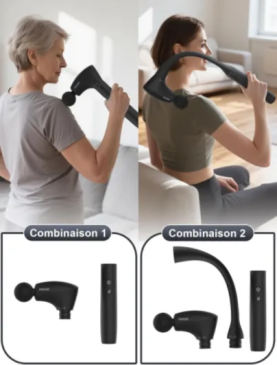 M3 Pistolet de Massage Massage Gun Musculaire, 2 en 1 Transformable Pistolet Massage, 5-Speed électrique Ultra Silencieux Portatif Masseurs pour le Dos, les épaules et le Corps Relax Noir