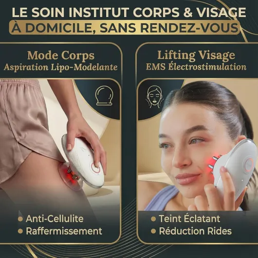 Masseur Sculptant Anti-Cellulite à Ventouse Électrique Corps & Visage 3 en 1 Mantrasage - Palper-Rouler, Lifting EMS & Thérapie Lumière Rouge - Drainage & Raffermissement Cuisses, Ventre, Bras, Fesses