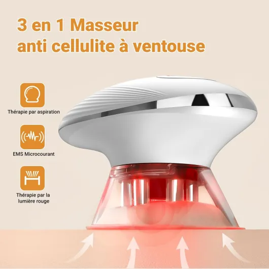 Masseur Anti Cellulite Électrique à Ventouse avec Gel Conducteur Palper Rouler Mode EMS Infrarouge Aspiration Liposuccion Minceur Raffermissement pour Visage, Ventre, Cuisse, Jambes, Bras