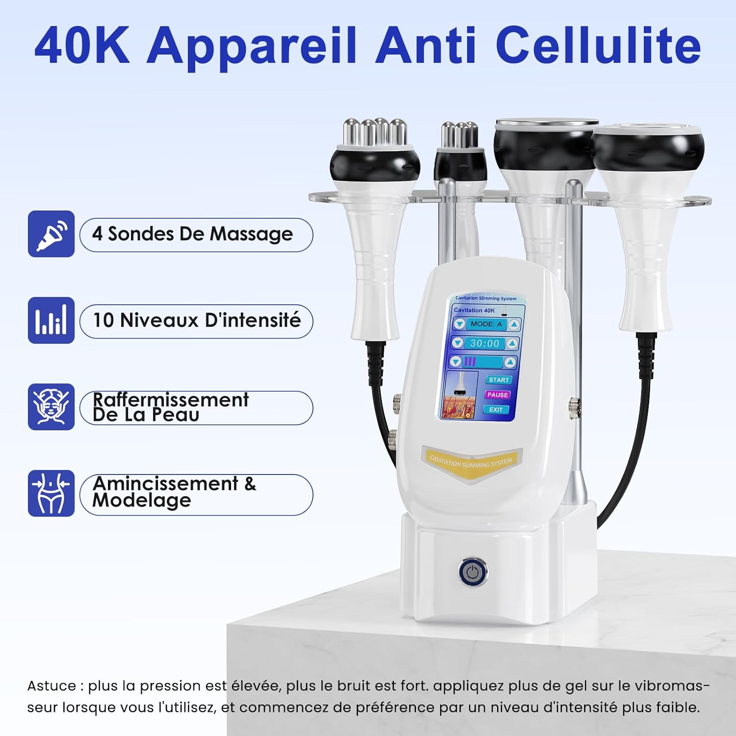 40K Masseur Anti Cellulite Appareil Minceur, 4 en 1 Lipocavitation Radiofréquence Visage et Corps Entier Masseur Amincissants et Raffermissants