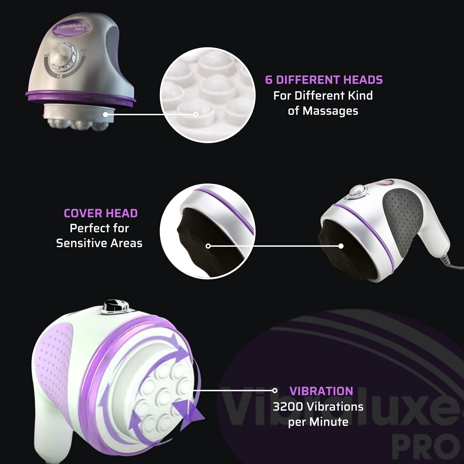 Vibraluxe Pro Original Comme Vu à la Télé Masseur Amincissant Sculptant Circulaire, Anti-Cellulite 5 en 1 – Appareil de Massage Vibrant Électrique, Palper Rouler