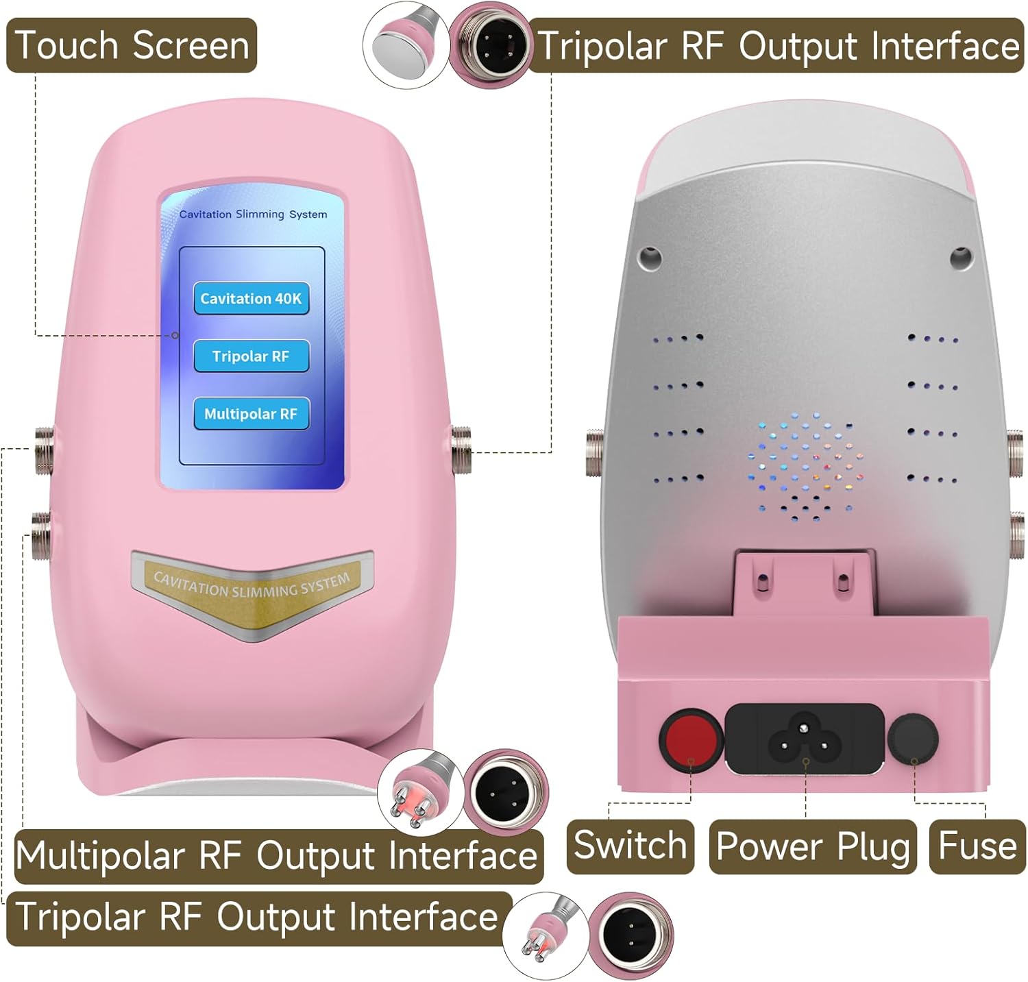 Radiofréquence Visage, Durskf 3 en 1 Appareil Anti Cellulite Minceur 40K Lipocavitation Radiofrequence Visage Corps Amincissants et Raffermissants Masseur (M)