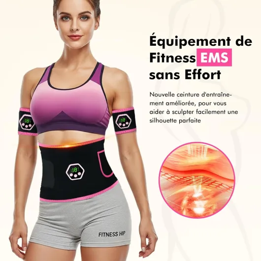 Electrostimulateur Musculaire, Abdos Musculation Appareil, 6 Modes et 19 Intensités Ceinture Musculation Electrostimulation, pour Abdos/Bras/Jambes/Fesses,Homme Femme