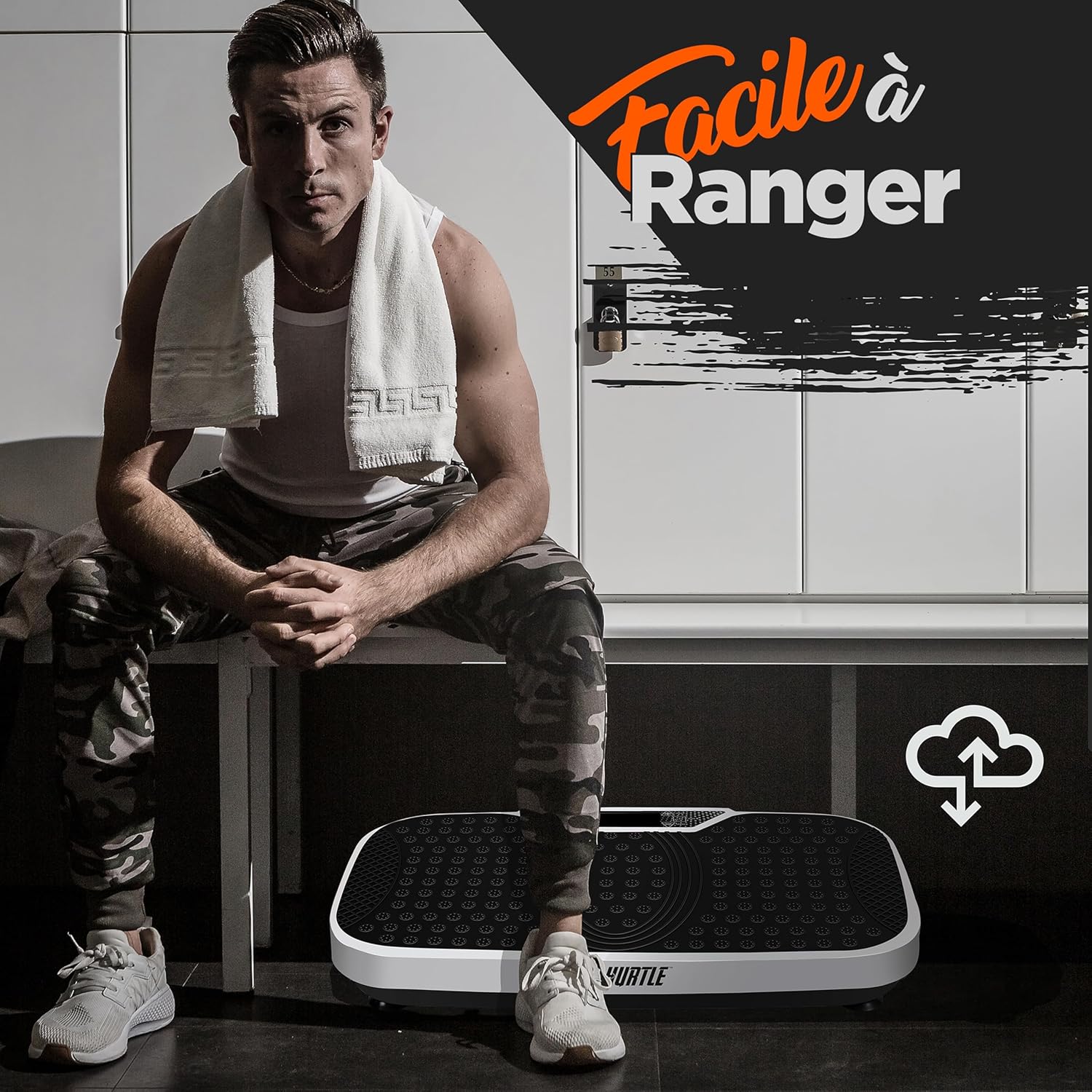 Plateforme Vibrante de Gym à Domicile pour l’Entraînement de Tout Le Corps- Machine Musculation- Plaque Vibrante Perte de Poids Rapide avec Bandes de Résistance, Télécommande,Vitesse Réglable Blanc