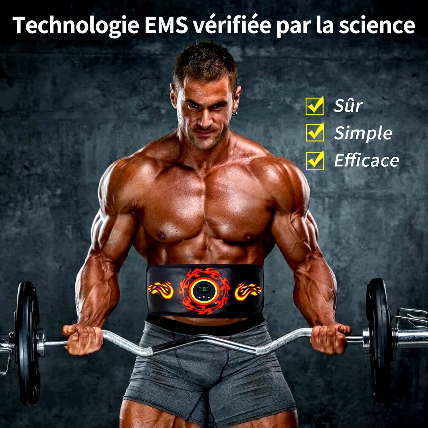 Ceinture Abdominale Electrostimulation, Appareil Electrostimulation Abdominale Scientifiquement Vérifiée, Sûre, Efficace, Rapide Electrostimulateur Musculaire, Ajout de Ceinture d'extension