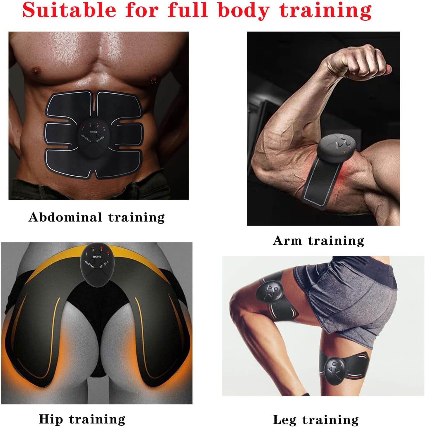 Electrostimulateur Musculaire, Ceinture Abdominale Electrostimulation, EMS Stimulateur Appareil pour Tout Le Corps, 6 Modes 10 Intensités, Renforcer Les Abdomen/Bras/Jambes/Fesses