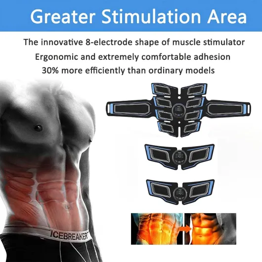 Electrostimulateur Musculaire, Ceinture Abdominale Electrostimulation 8 Pads EMS Stimulateur Appareil Electrostimulation Musculaire Femme Homme Entraînement Abdominal pour Abdomen/Bras/Jambes
