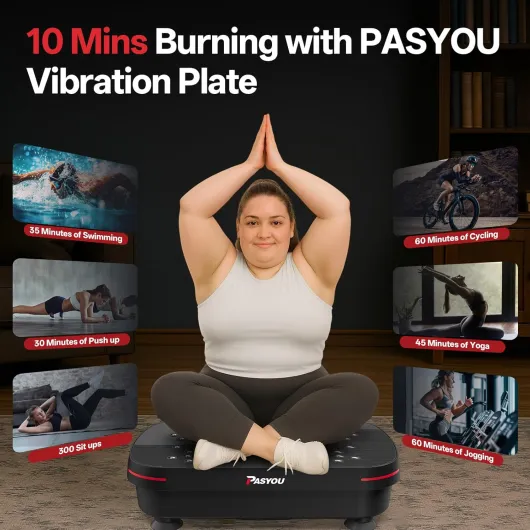 Plateforme Vibrante, 99 Niveaux d’Intensité, Plaque Vibrante Oscillante, Machine pour la Maison, Antidérapant, 2 Bandes Résistances et Télécommande, Entraînement de Tout Le Corps pour la Maison