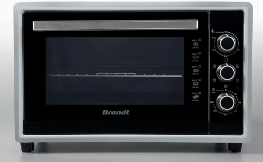 Brandt FC4200MS - mini four - 42L - Multifonction -240°C - 5 positions de cuisson - Porte double vitre - Accessoires : lèchefrites, grille, pince pour récupérer les plats, tournebroche -1800w - silver