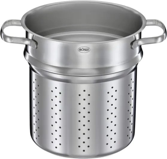 Elegance Faitout pour Pâtes, Marmite Haut de Gamme en Acier Inoxydable pour Préparer Nouilles ou Légumes, 5 Litres, Acier Inoxydable 18/10, Graduation Intérieure, Compatible Induction