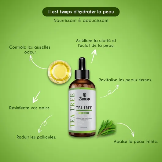 Huile Essentielle Tea Tree 60ml Naturelle Vegan Huile Arbre à Thé pour le Visage, Ongles et les Soins de la peau Huile 60 ml (Lot de 1)