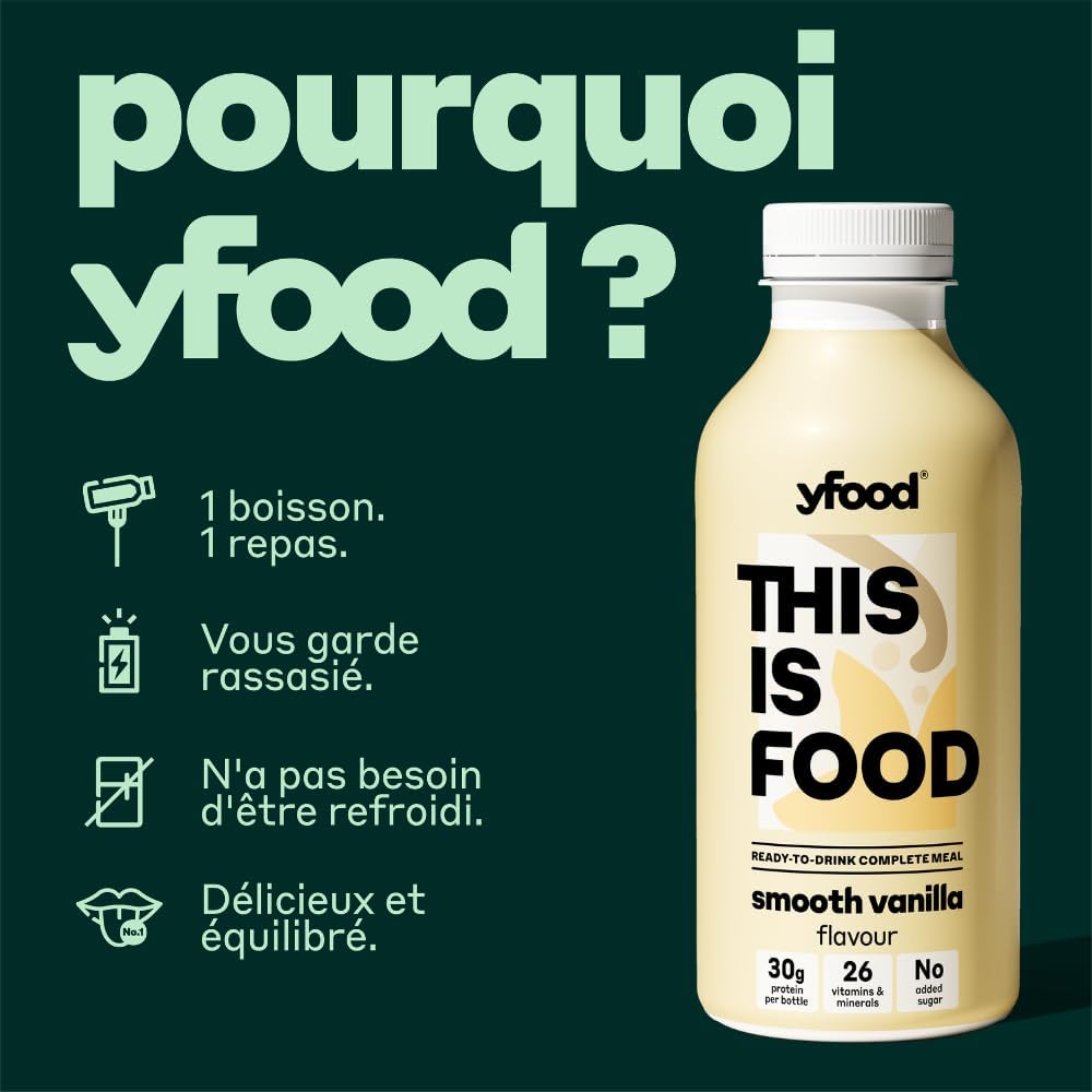Smooth Vanilla, repas prêt à boire, THIS IS FOOD, substitut de repas, 30 g de protéines, 26 vitamines et minéraux (12 x 500 ml), goût vanille Smooth Vanilla 500 ml (Lot de 12)