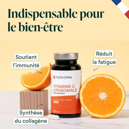 Vitamine C liposomale 1000mg, Assimilation Maximale, 90 gélules végétales, 100% Vitamin Quali®-C, Système Immunitaire & Énergie Naturelle, Cure de 1 mois, Fabriqué en France 90 Capsules