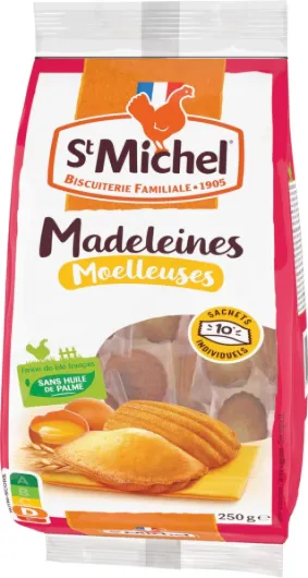 Madeleines Moelleuses Natures en sachet individuel 250g Nature 250 g (Lot de 1)