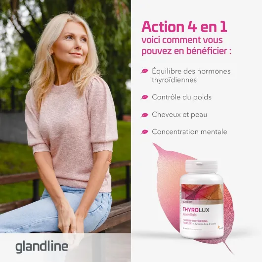 L Tyrosine 200 mg – Capsules de Zinc, Selenium, Iode et Manganese – 180 Gélules pour 180 Jours – Thyroide Complement – Sensilab ThyroLux Essentials