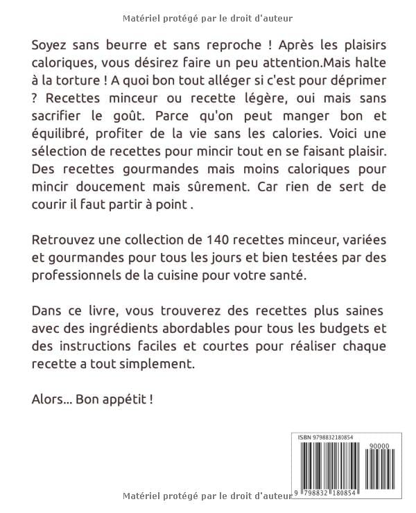 Livre de recettes Minceur: 140 recettes gourmandes pour tous les jours