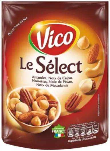VICO - Mélange Le Sélect - Assortiment de fruits secs et noix - Idéal pour l'apéritif - 100g - Lot De 4 - Vendu Par Lot