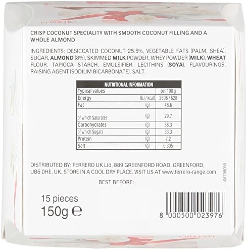 Ferrero Rocher - Raffaello Carton 15 Pieces - 150g Noisette 150 g (Pack of 1)