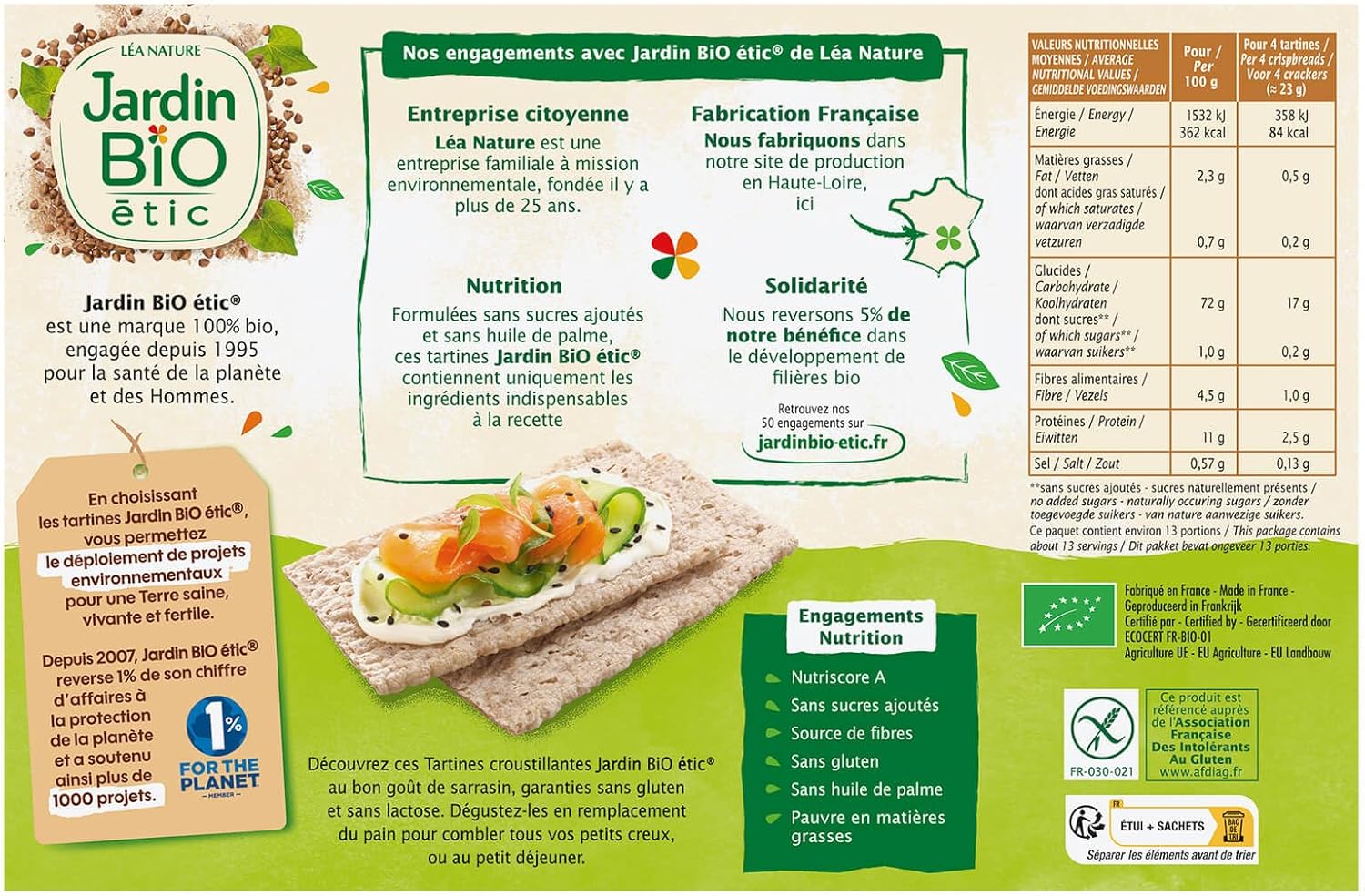 Tartines craquantes Sarrasin sans gluten 300 g (Lot de 4) Sarrasin 300 g (Lot de 4)