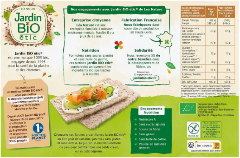 Tartines craquantes Sarrasin sans gluten 300 g (Lot de 4) Sarrasin 300 g (Lot de 4)